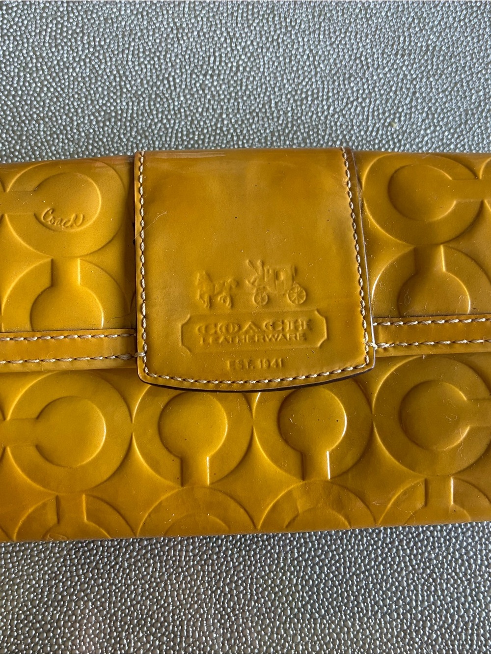 Coach Yellow Mustard Embossed Clutch